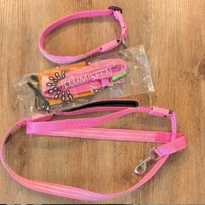 Pink LED Dog Leash and Collar Set